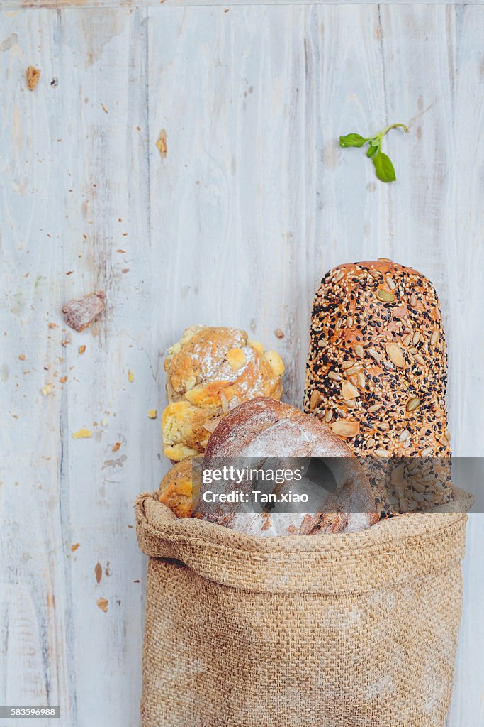 High Angle View Of Bread On Table