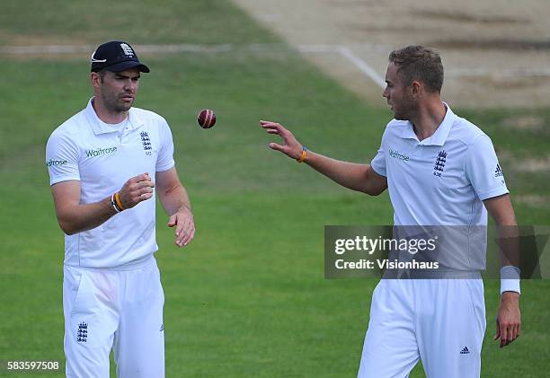 Jimmy Anderson and Stuart Broad of England during Day Four of the 2nd Investec Test between England and Sri Lanka at the Headingley Carnegie Cricket...