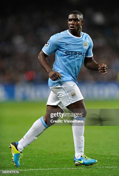 Micah Richards of Manchester City in action during the UEFA Champions League Group D match between Manchester City and Bayern Munich at the Etihad...