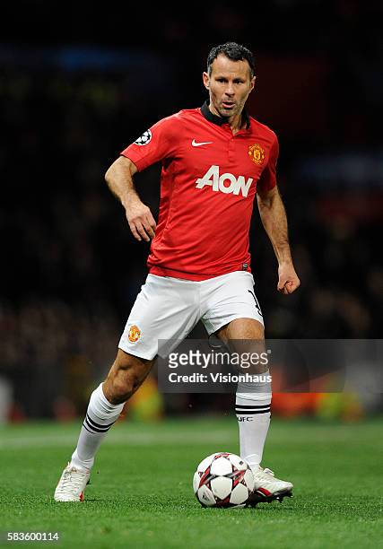 Ryan Giggs of Manchester United in action during the UEFA Champions League Group A, Matchday six match between Manchester United and Shakhtar Donetsk...