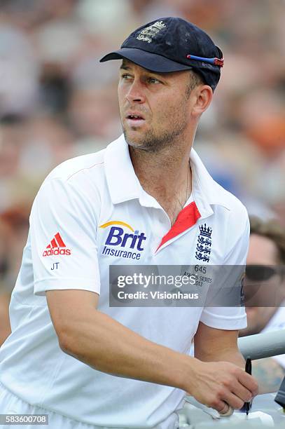 Jonathan Trott of England signs autographs during Day One of the 3rd Investec Ashes Test between England and Australia at Old Trafford Cricket Ground...