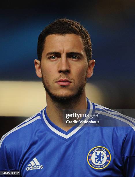 Eden Hazard of Chelsea during the UEFA Champions League First Knock-out Round 2nd Leg match between Chelsea and Galatasaray at Stamford Bridge,...