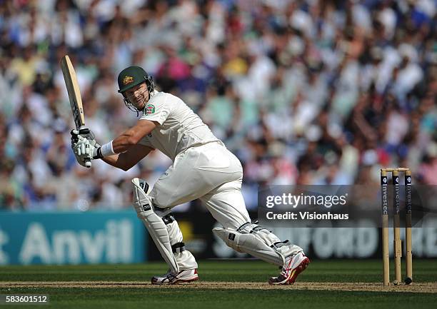 Shane Watson of Australia batting during Day One of the 5th Investec Ashes Test between England and Australia at the Kia Oval in London, UK. Photo:...