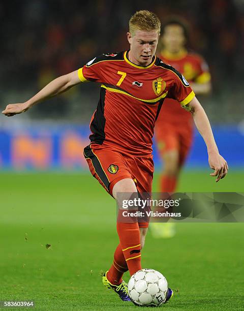 Kevin De Bruyne of Belgium during the FIFA 2014 World Cup Qualifying Group A match between Belgium and Wales at the King Baudouin Stadium in...