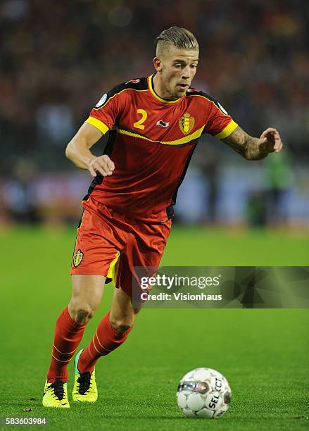 Toby Alderweireld of Belgium during the FIFA 2014 World Cup Qualifying Group A match between Belgium and Wales at the King Baudouin Stadium in...