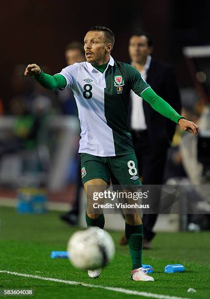 Craig Bellamy of Wales in action during his last game, the FIFA 2014 World Cup Qualifying Group A match between Belgium and Wales at the King...