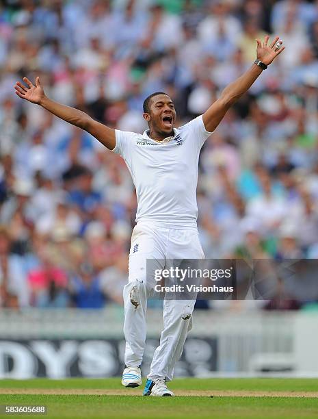 England's Chris Jordan during Day One of the 5th Investec Test between England and India at the Kia Oval in London, UK. Photo: Ben Radford/Visionhaus