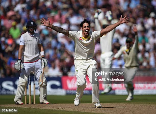 Mitchell Johnson of Australia during the third day of the 3rd Investec Ashes Test between England and Australia at Edgbaston Cricket Ground,...