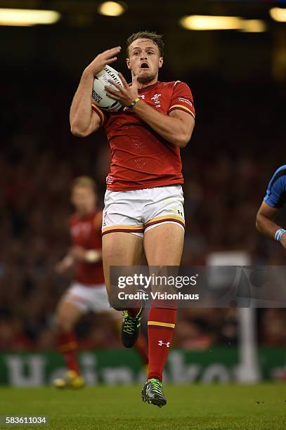 Cory Allen of Wales in action during the Rugby World Cup pool A group match between Wales and Uruguay at the Millennium Stadium in Cardiff, Wales,...