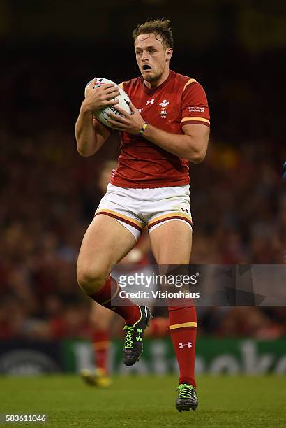 Cory Allen of Wales in action during the Rugby World Cup pool A group match between Wales and Uruguay at the Millennium Stadium in Cardiff, Wales,...