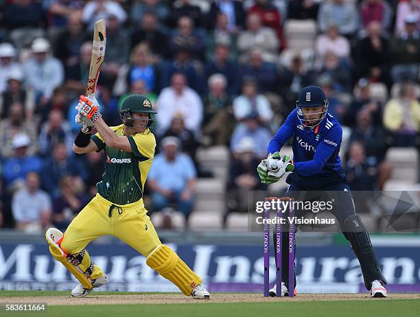 David Warner of Australia batting during the 1st ODI of the Royal London ODI Series between England and Australia at The Ageas Bowl Cricket Ground,...