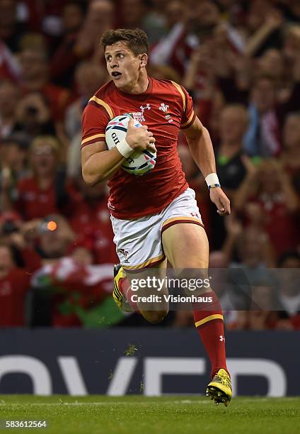 Lloyd Williams of Wales in action during the Rugby World Cup pool A group match between Wales and Uruguay at the Millennium Stadium in Cardiff,...