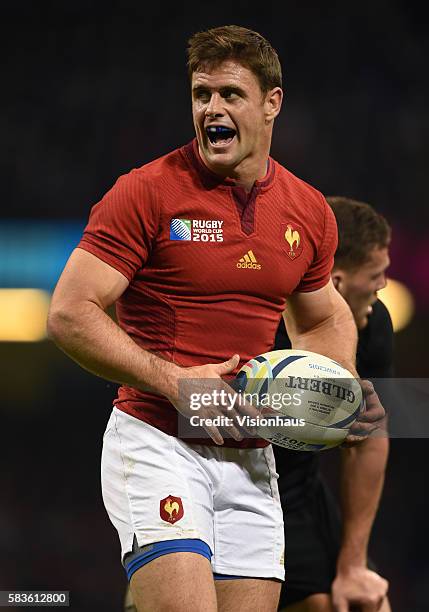 Rory Kockott of France during the Rugby World Cup quarter final match between New Zealand and France at the Millennium Stadium in Cardiff, Wales, UK....