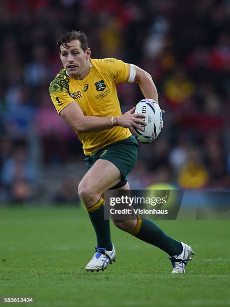 Bernard Foley of Australia during the Rugby World Cup 2015 Group A match between Australia and Wales at Twickenham Stadium in London, UK. Photo:...