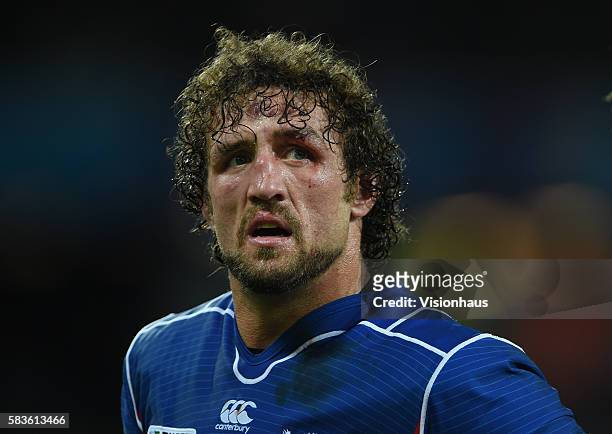 Jacques Burger of Namibia during the Rugby World Cup 2015 Group C match between New Zealand and Namibia at The Queen Elizabeth Olympic Stadium in...
