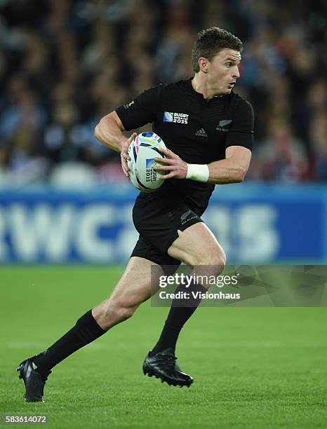 Beauden Barrett of New Zealand during the Rugby World Cup 2015 Group C match between New Zealand and Namibia at The Queen Elizabeth Olympic Stadium...