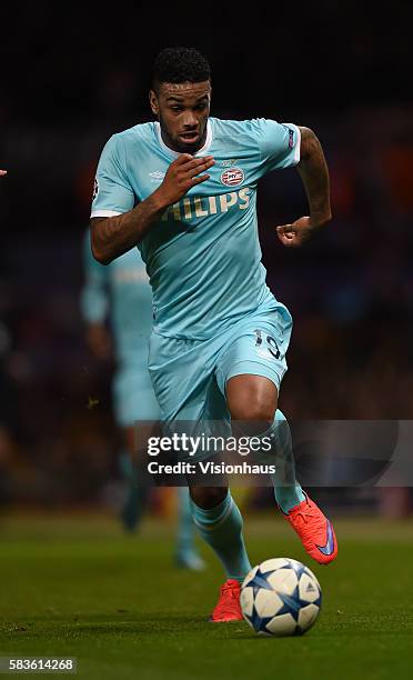 Jurgen Locadia of PSV Eindhoven in action during the UEFA Champions League Group B match between Manchester United and PSV Eindhoven at Old Trafford...