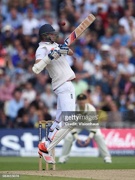 England's Stuart Broad batting during the second day of the 3rd Investec Ashes Test between England and Australia at Edgbaston Cricket Ground,...