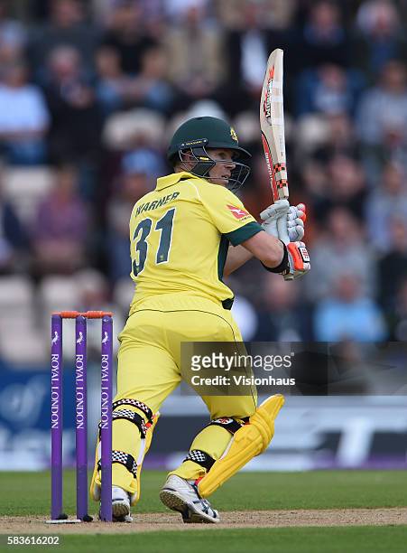 David Warner of Australia batting during the 1st ODI of the Royal London ODI Series between England and Australia at The Ageas Bowl Cricket Ground,...