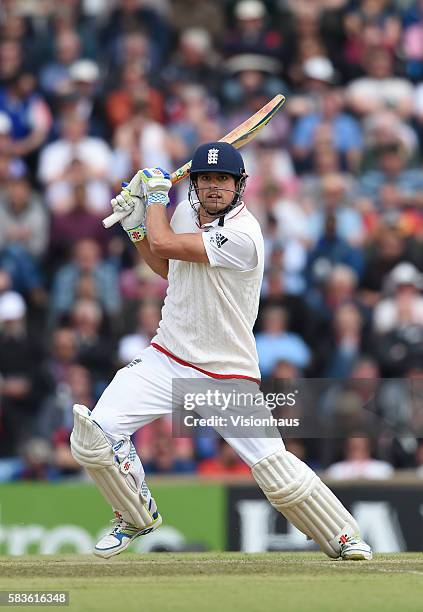 England Captain Alastair Cook batting during the 2nd Day of the 2nd Investec Test Match between England and New Zealand at Headingley Carnegie...