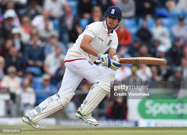 England Captain Alastair Cook batting during the 2nd Day of the 2nd Investec Test Match between England and New Zealand at Headingley Carnegie...