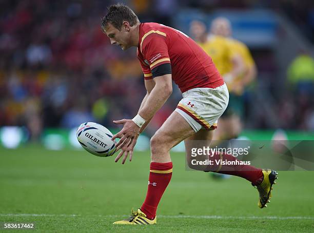 Dan Biggar of Wales during the Rugby World Cup 2015 Group A match between Australia and Wales at Twickenham Stadium in London, UK. Photo:...
