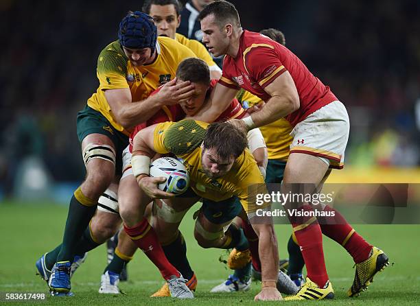 Ben McCalman of Australia during the Rugby World Cup 2015 Group A match between Australia and Wales at Twickenham Stadium in London, UK. Photo:...