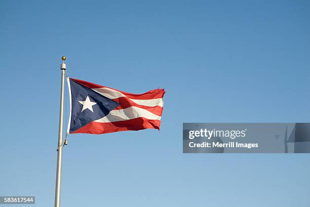 flag of puerto rico - flagpole stock pictures, royalty-free photos & images