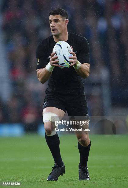 Dan Carter of New Zealand during the Rugby World Cup 2015 Semi-Final match between South Africa and New Zealand at Twickenham Stadium in London, UK....