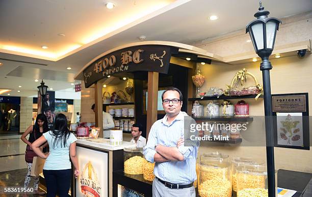 Constantly Evolving Officer of 4700BC POPCORN- Chirag Gupta poses during an exclusive interview at his outlet in DLF Mall, Saket on June 25, 2014 in...