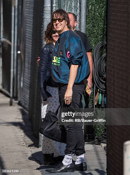 Nikolai Fraiture of the music group 'The Strokes' is seen at 'Jimmy Kimmel Live' on July 26, 2016 in Los Angeles, California.