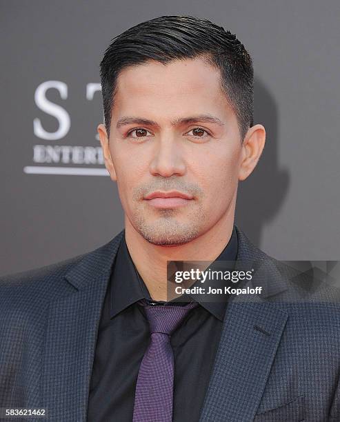 Actor Jay Hernandez arrives at the Los Angeles Premiere "Bad Moms" at Mann Village Theatre on July 26, 2016 in Westwood, California.