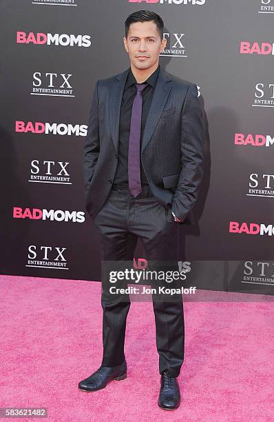 Actor Jay Hernandez arrives at the Los Angeles Premiere "Bad Moms" at Mann Village Theatre on July 26, 2016 in Westwood, California.