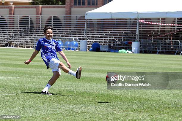 Asmir Begovic, Bertrand Traore, Nemanja Matic, Victor Moses of Chelsea during a Delta Dream Up LA Event event on July 26, 2016 at the UCLA in Los...