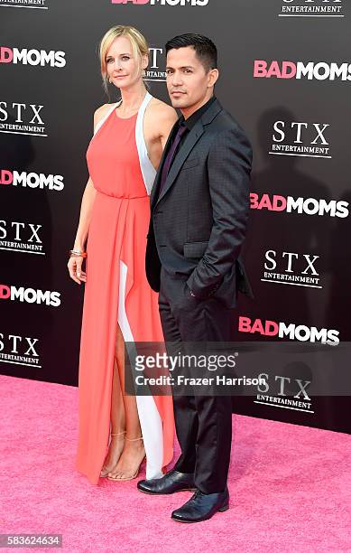Jay Hernandez and Daniella Deutscher attend the premiere of STX Entertainment's "Bad Moms" at Mann Village Theatre on July 26, 2016 in Westwood,...