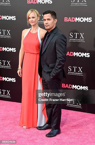 Jay Hernandez and Daniella Deutscher attend the premiere of STX Entertainment's "Bad Moms" at Mann Village Theatre on July 26, 2016 in Westwood,...