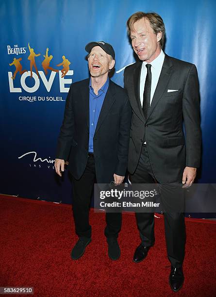 Director/producer Ron Howard and producer/musical director Giles Martin attend the 10th anniversary celebration of "The Beatles LOVE by Cirque du...