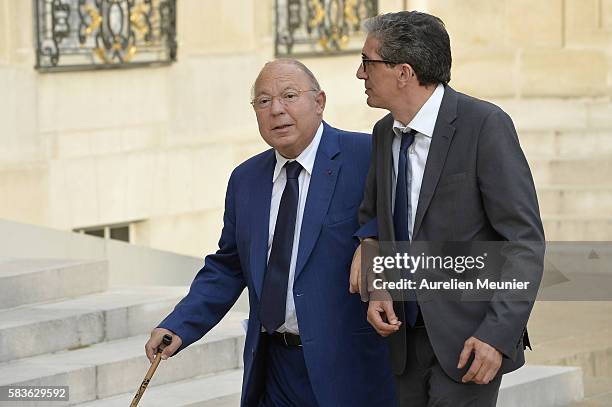 Paris Mosque Rector Dalil Boubakeur arrives at Elysee Palace for a meeting with french President Francois Hollande and the representatives of...