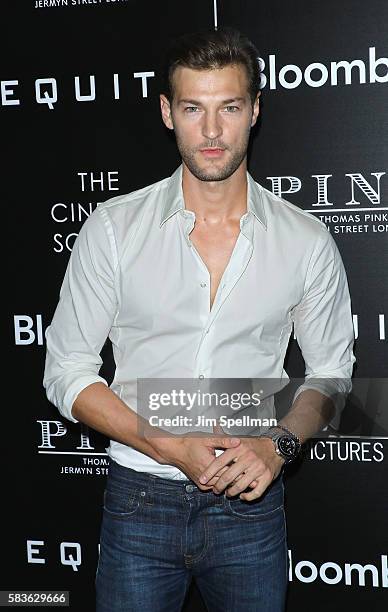 Model Dan Murphy attends the screening of Sony Pictures Classics' "Equity" hosted by The Cinema Society with Bloomberg & Thomas Pink at Museum of...