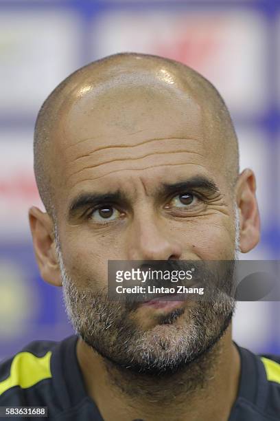 Manchester City's manager Pep Guardiola attends a press conference for 2016 International Champions Cup match between Manchester City and Borussia...
