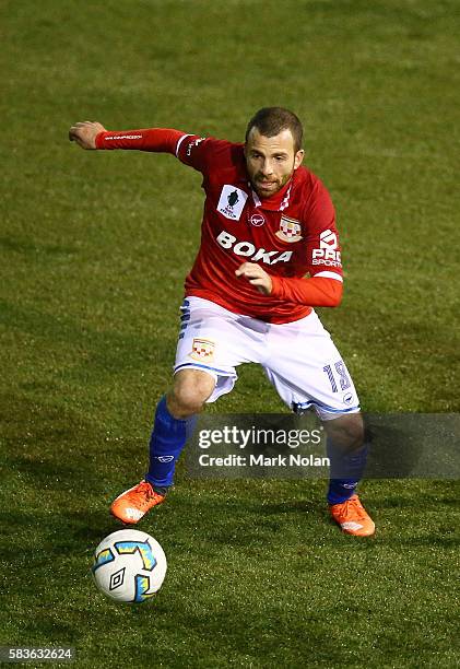 Glen Trifiro of Sydney United 58 FC in action during the FFA Cup round of 32 match between Blacktown City and Sydney United 58 FC at Lilly's Football...