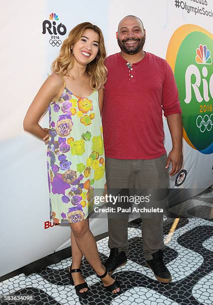 Actors Nichole Bloom and Colton Dunn attend NBC's Olympics Social Opening Ceremony at The Jonathan Beach Club on July 26, 2016 in Santa Monica,...