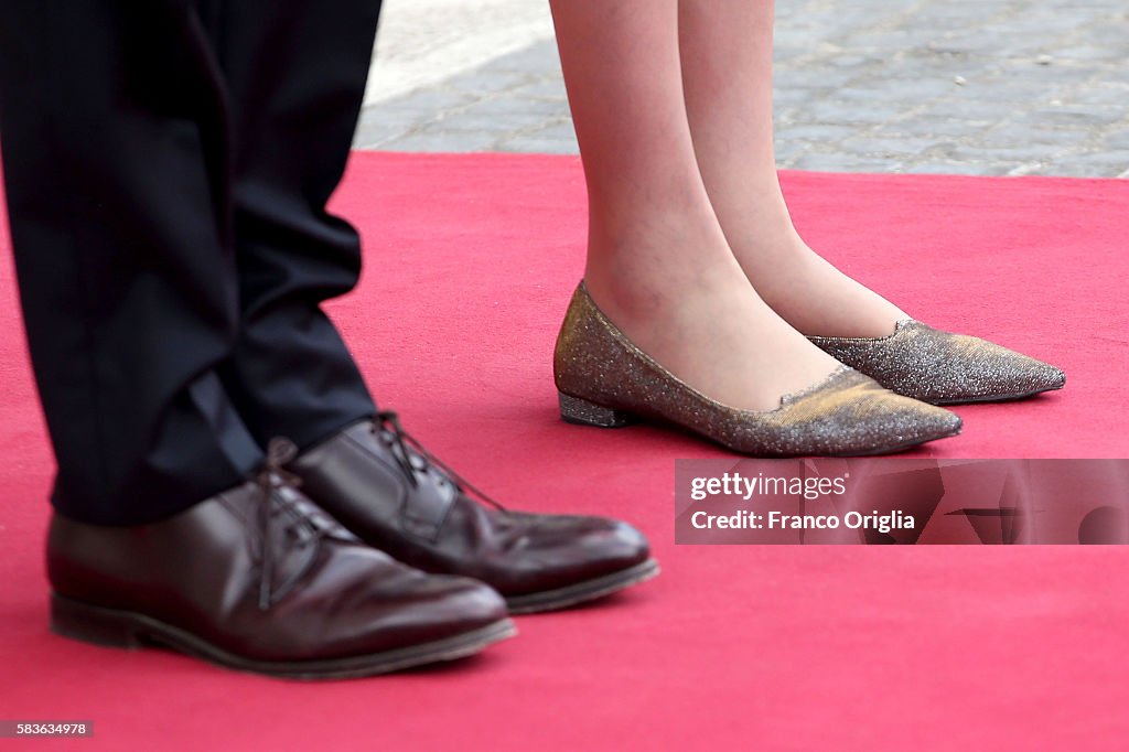 UK PM Theresa May Holds Talks With Italian PM Matteo Renzi