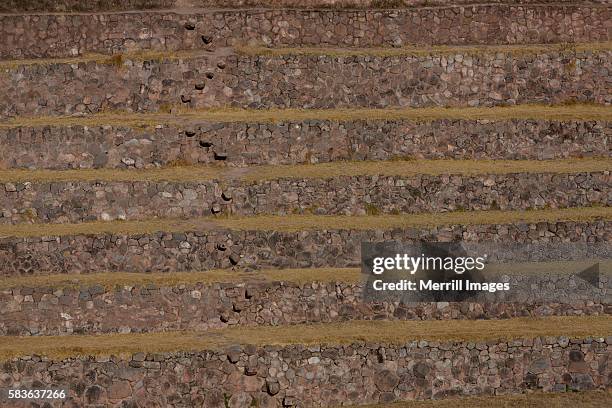 stone steps at moray archaeological site near cusco, peru - moray cusco fotografías e imágenes de stock