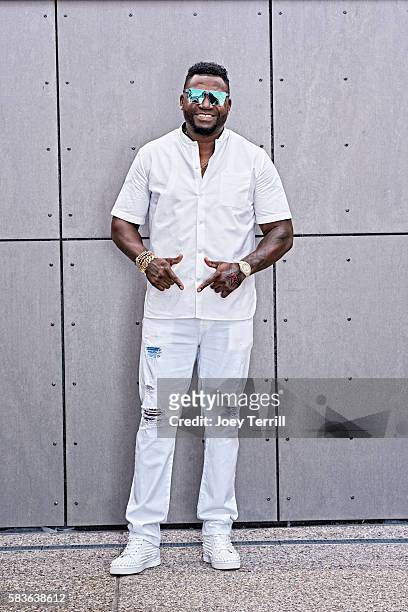 American League All-Star David Ortiz of the Boston Red Sox poses for a portrait as he enters Petco Park following the Red Carpet parade before the...
