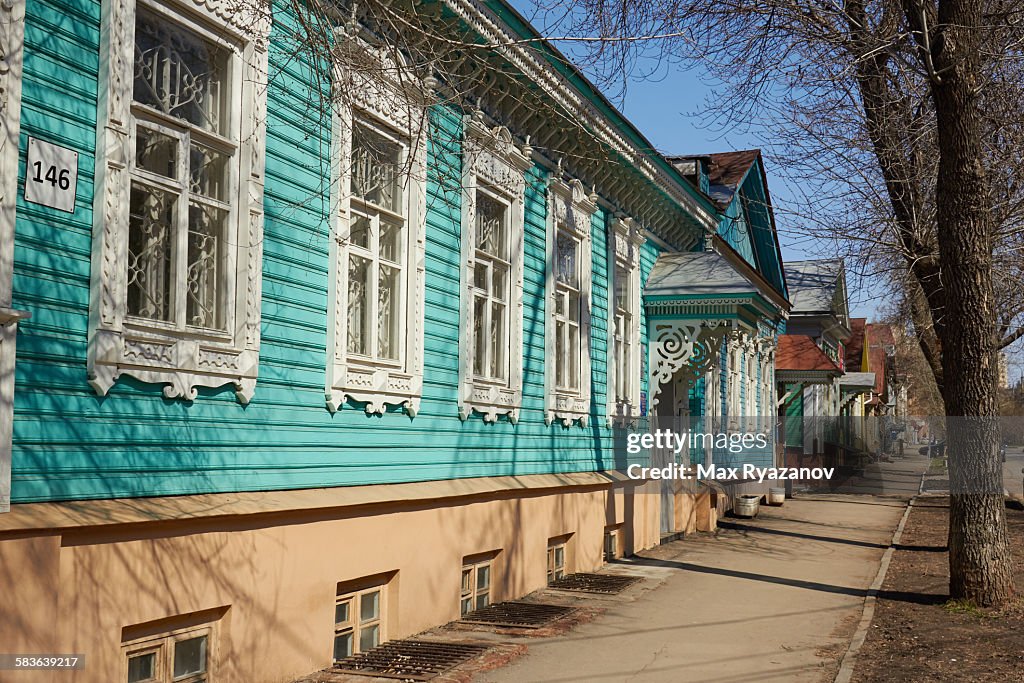 Wooden houses in traditional Russian style