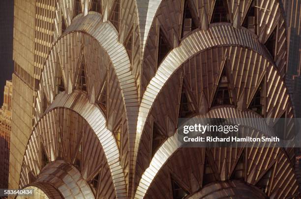 metal plating on chrysler building tower, manhattan - art deco architecture stock pictures, royalty-free photos & images