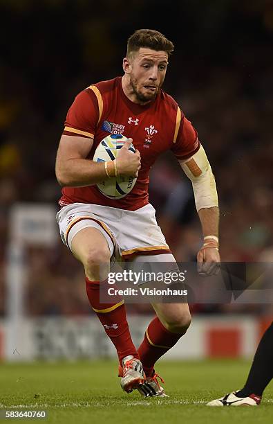 Alex Cuthbert of Wales in action during the Rugby World Cup pool A group match between Wales and Uruguay at the Millennium Stadium in Cardiff, Wales,...