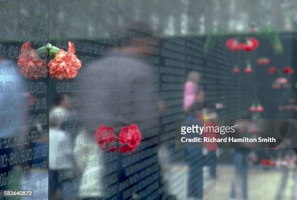 reflections in vietnam memorial wall - vietnam veterans memorial 個照片及圖片檔