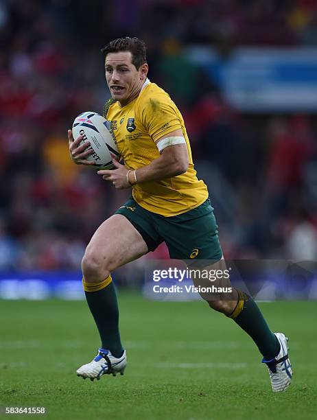 Bernard Foley of Australia during the Rugby World Cup 2015 Group A match between Australia and Wales at Twickenham Stadium in London, UK. Photo:...